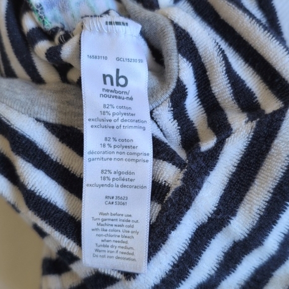 carter's striped terrycloth zipper footie sleeper pajamas newborn baby boy - Picture 5 of 6